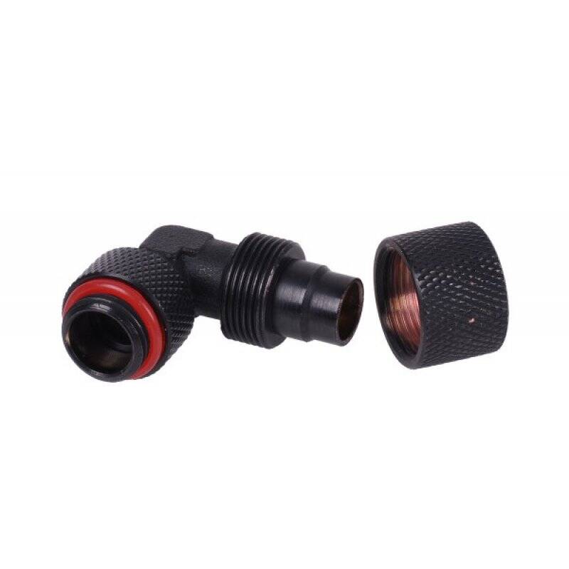 13/10mm (10x1,5mm) compression fitting 90° revolvable G1/4 - knurled - matte black