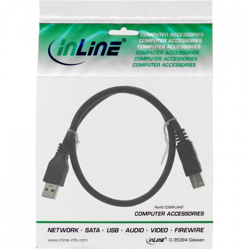 InLine 1m USB 3.0 câble USB USB A USB B Noir