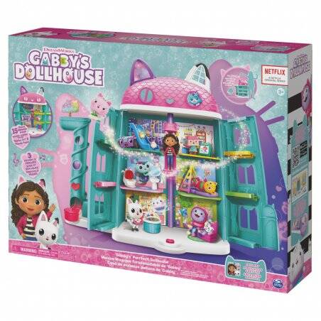 Gabby's Dollhouse Purrfect Dollhouse with 2 Toy Figures, 8 Furniture Pieces, 3 Accessories, 2 Deliveries and Sounds, Kid