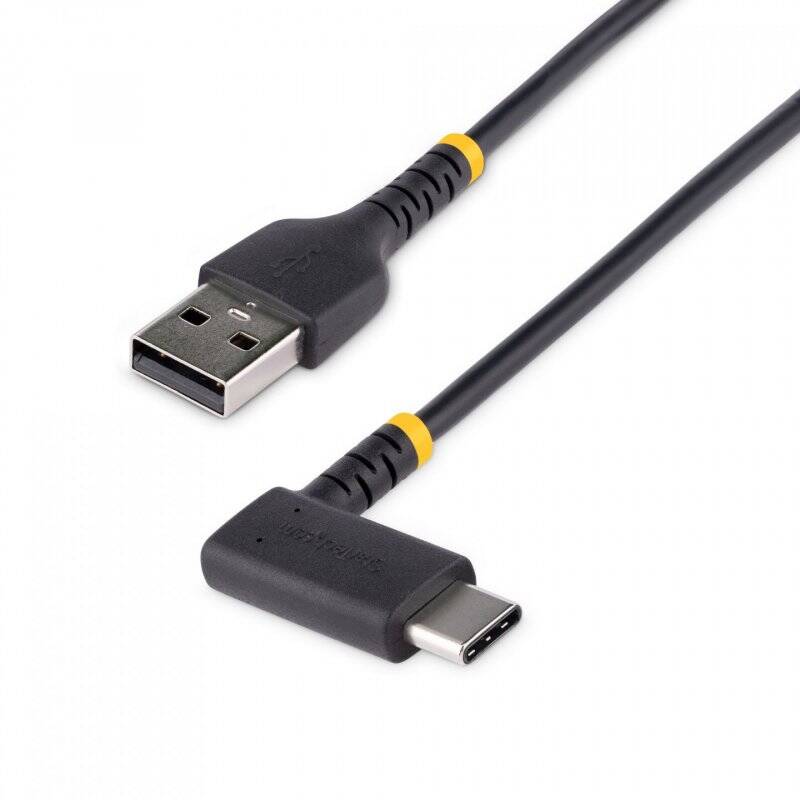 StarTech.com 6ft (2m) USB A to C Charging Cable Right Angle - Heavy Duty Fast Charge USB-C Cable - Black USB 2.0 A to Ty