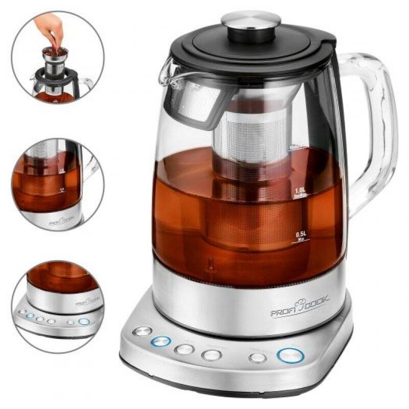 ProfiCook PC-WKS 1167G tea maker 1.5 L 2200 W Berry, Stainless steel