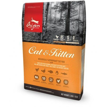 Orijen Cat & Kitten croquette pour chat 5,4 kg Poulet, Dinde