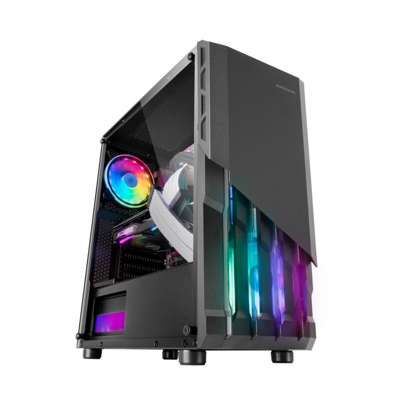 Mars Gaming MC-X2 Black PC Gaming ATX Case FRGB Steel Front 2 Fans 12cm FRGB Full Side Window
