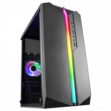 Mars Gaming MC-S1 Black Compact Micro-ATX Gaming PC Case ARGB Lighting 12 Modes FRGB Fan Full Side Window