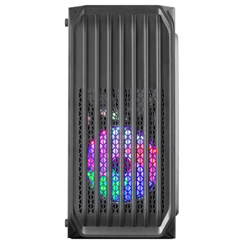 Mars Gaming MC-S2 Black Compact Micro-ATX Gaming PC Case 2 FRGB Rainbow Fans with Front Grille Full Side Window