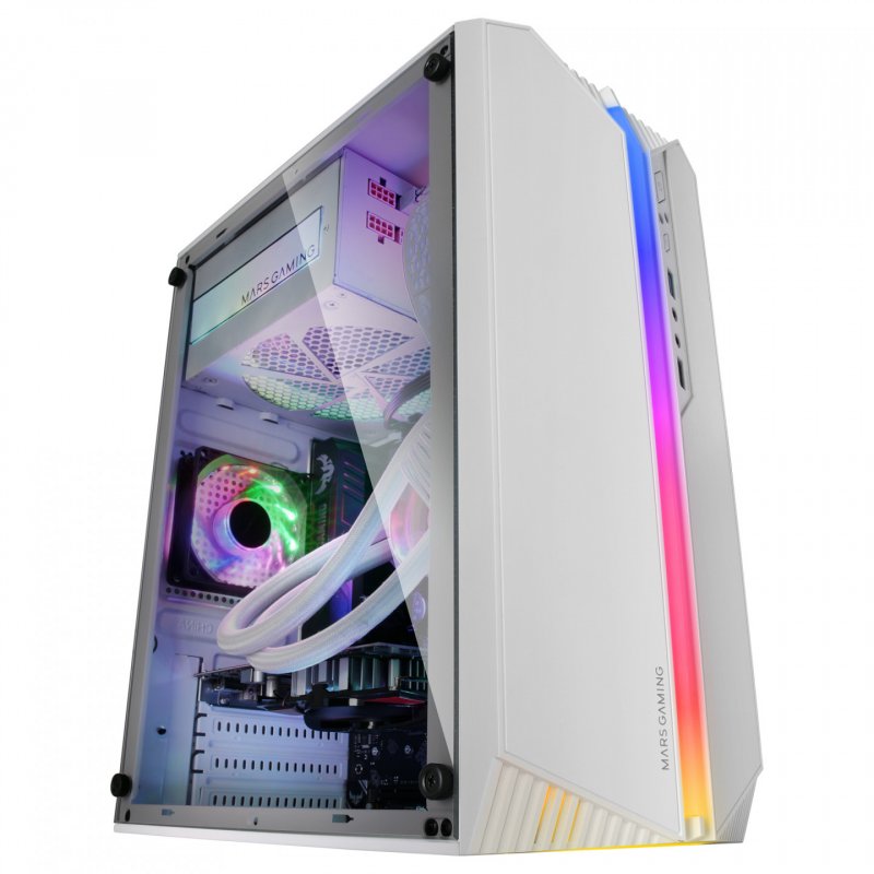 Boitier Mini Tour Micro ATX Mars Gaming MC-S1 RGB avec panneau vitré (Blanc)