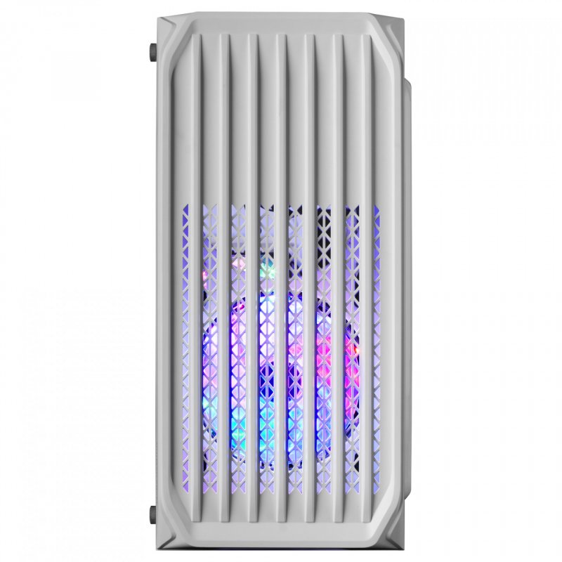 Mars Gaming MC-S2 White Compact Micro-ATX Gaming PC Case 2 FRGB Rainbow Fans with Front Grille Full Side Window