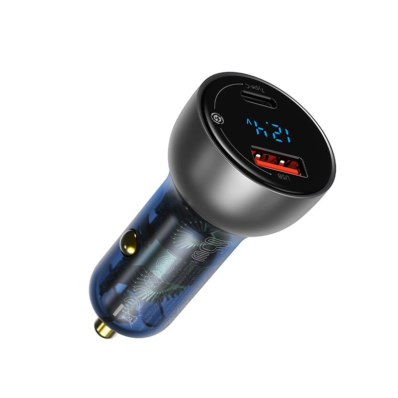 Baseus Car Charger Particular Digital Display C+U, PD 3.0 QC 4.0+, SCP, PPS, 5A, 65W Silver (CCKX-C0A)