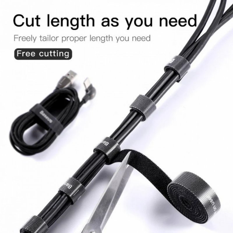 Baseus Tool Rainbow Circle Velcro Straps 3m Black (ACMGT-F01)