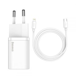Baseus Travel Charger set Super Si 1C QC (With Simple Wisdom Cable Type-C to Lightning 1m) 20W White (TZCCSUP-B02)