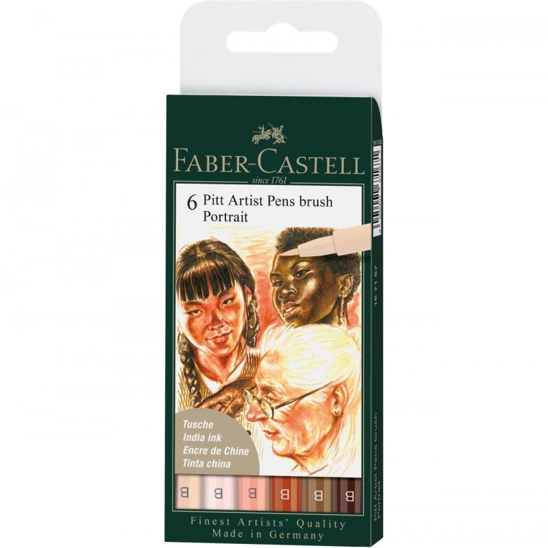 Faber-Castell - Pitt Artist Pen Brush India ink Portrait 6pc (167167)