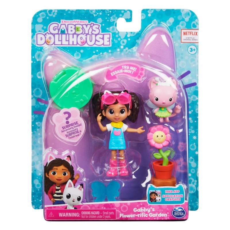 Gabby's Dollhouse , Flower-rific Garden Set with 2 Toy Figures, 2 Accessories, Delivery and Furniture Piece, Kids Toys f