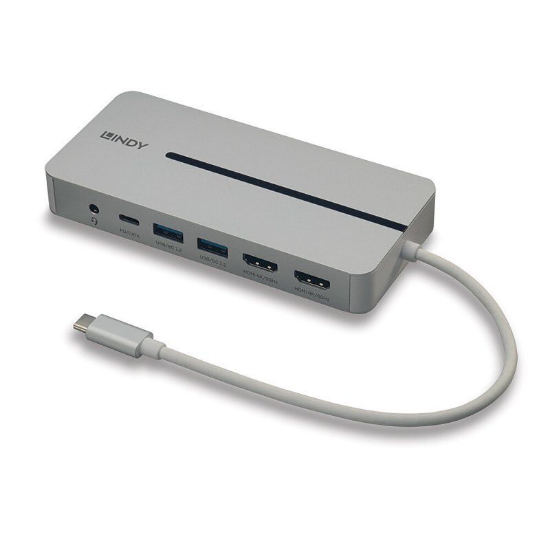 Lindy 43360 notebook dock/port replicator Wired USB 3.2 Gen 1 (3.1 Gen 1) Type-C Silver, White