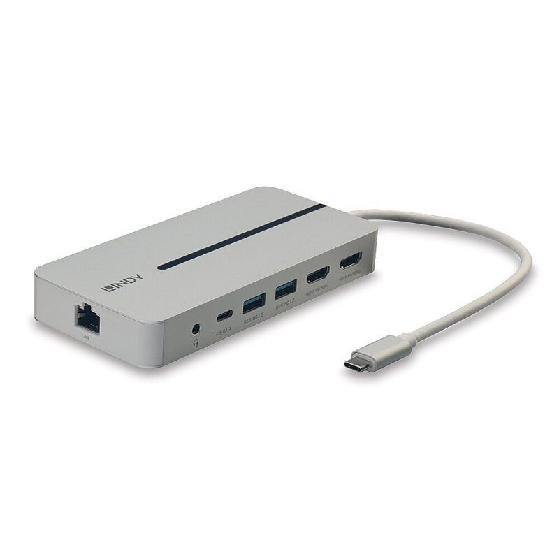 Lindy 43360 notebook dock/port replicator Wired USB 3.2 Gen 1 (3.1 Gen 1) Type-C Silver, White