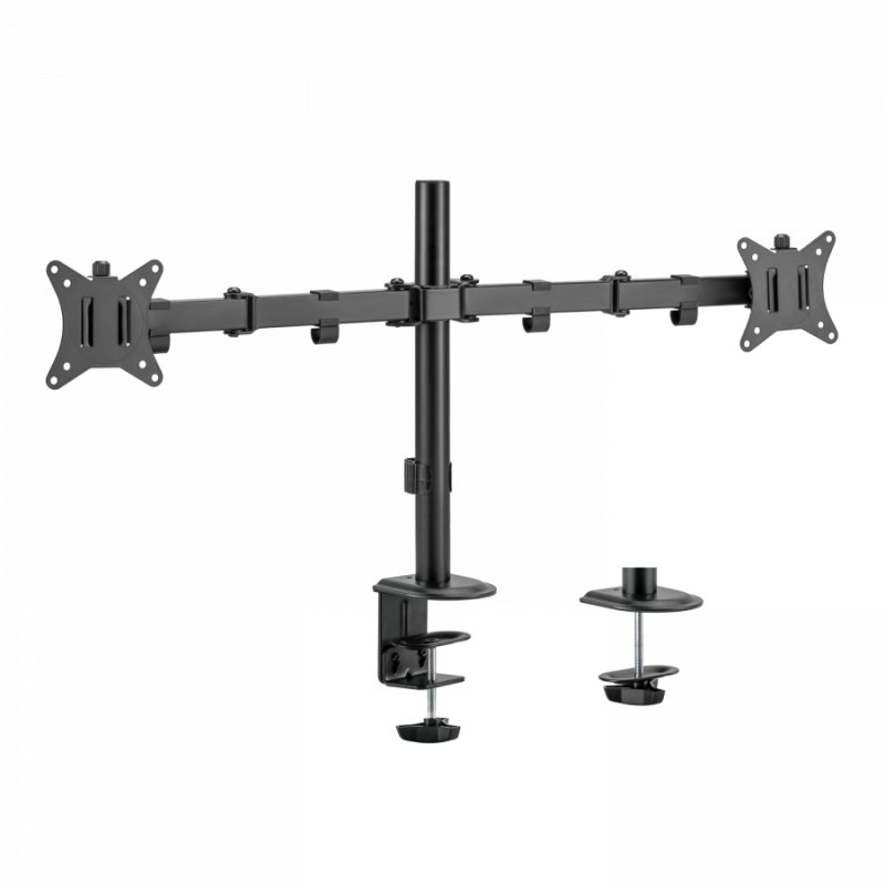DUAL MONITOR CLAMP DESK MOUNT 81CM/32IN DISPLAYS W/ GROMMET