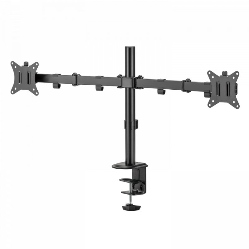 DUAL MONITOR CLAMP DESK MOUNT 81CM/32IN DISPLAYS W/ GROMMET