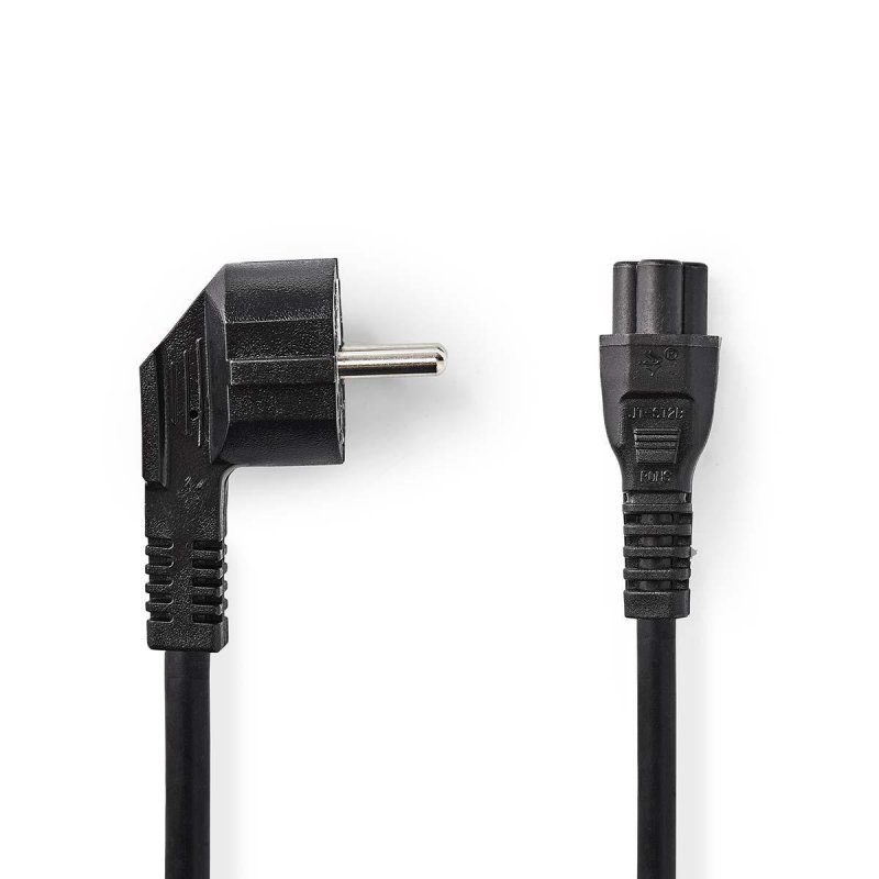 CABLE ALIMENTATION SECTEUR -Prise de terre mâle COUDE DROIT 2M NOIR