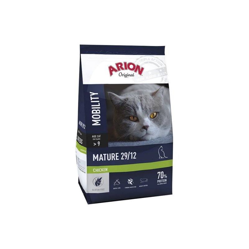 Arion Mature croquette pour chat 2 kg Senior Bœuf, Riz, Saumon