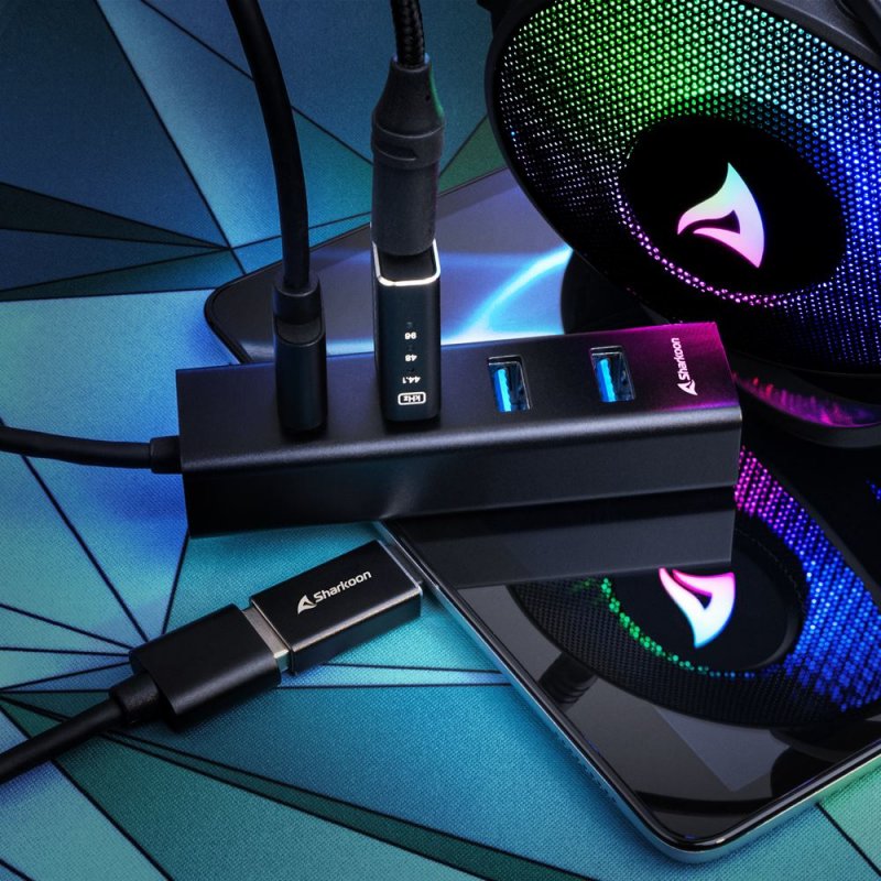Shark 4-Port USB 3.2 Gen 1 Alu Hub bk