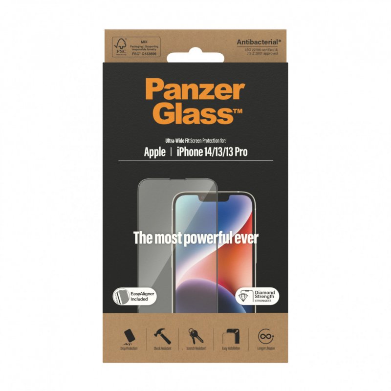 PanzerGlass ™ Screen Protector Apple iPhone 14 | 13 | 13 Pro | Ultra-Wide Fit w. EasyAligner