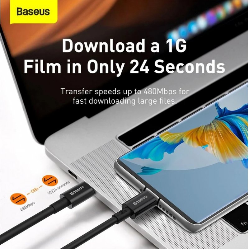 Baseus Superior câble USB 1 m USB 2.0 USB C Blanc