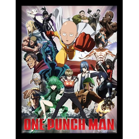 ONE PUNCH MAN - Héros et Villains - Impression encadrée 30x40cm