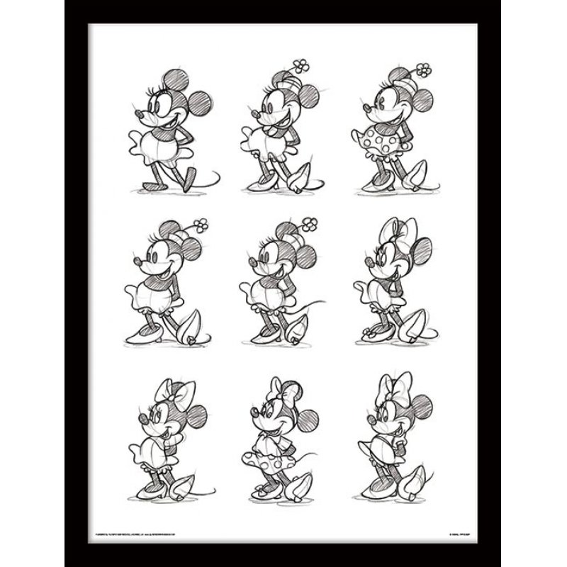 MINNIE MOUSE - Multi Sketchs - Impression encadrée 30x40cm
