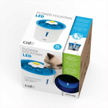Catit LED Flower Fountain gamelle et abreuvoir pour chiens et chats Plastique Bleu, Blanc Chat Fontaine à eau automatiq
