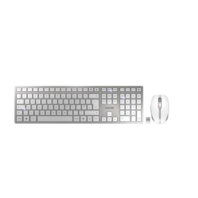 CHERRY DW 9100 SLIM keyboard Mouse included RF Wireless + Bluetooth QWERTY UK English Silver