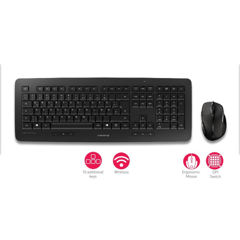 CHERRY DW 5100 keyboard Mouse included RF Wireless Czech, Slovakian Black