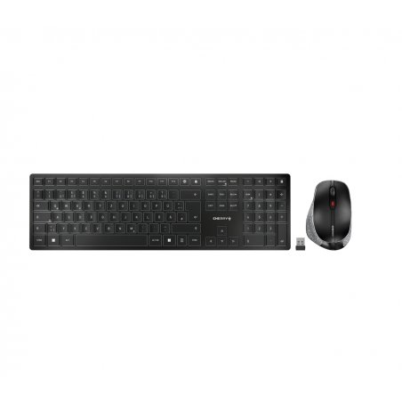 CHERRY DW 9500 SLIM keyboard Mouse included RF Wireless + Bluetooth QWERTZ German Black, Grey
