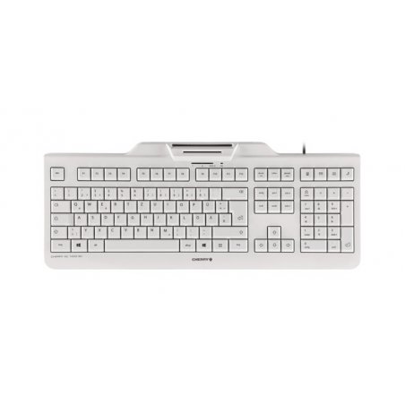 CHERRY KC 1000 SC Corded Smartcard Keyboard, Light Grey, USB (QWERTY - UK)