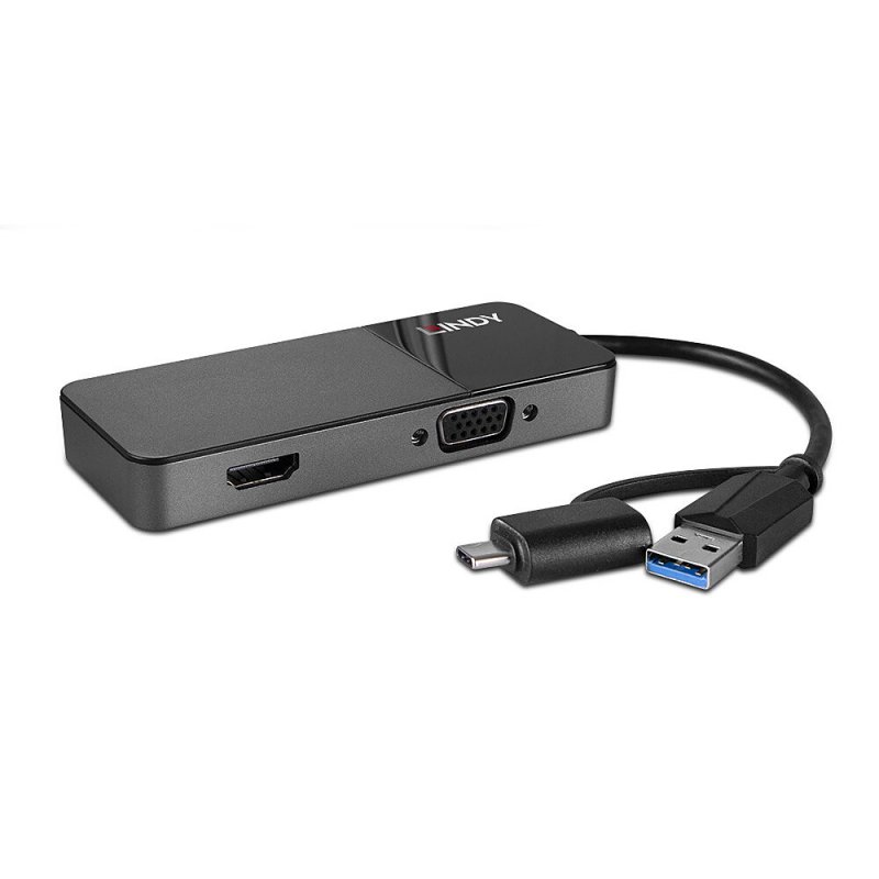 Lindy 43354 notebook dock/port replicator USB 3.2 Gen 1 (3.1 Gen 1) Type-A + Type-C Black