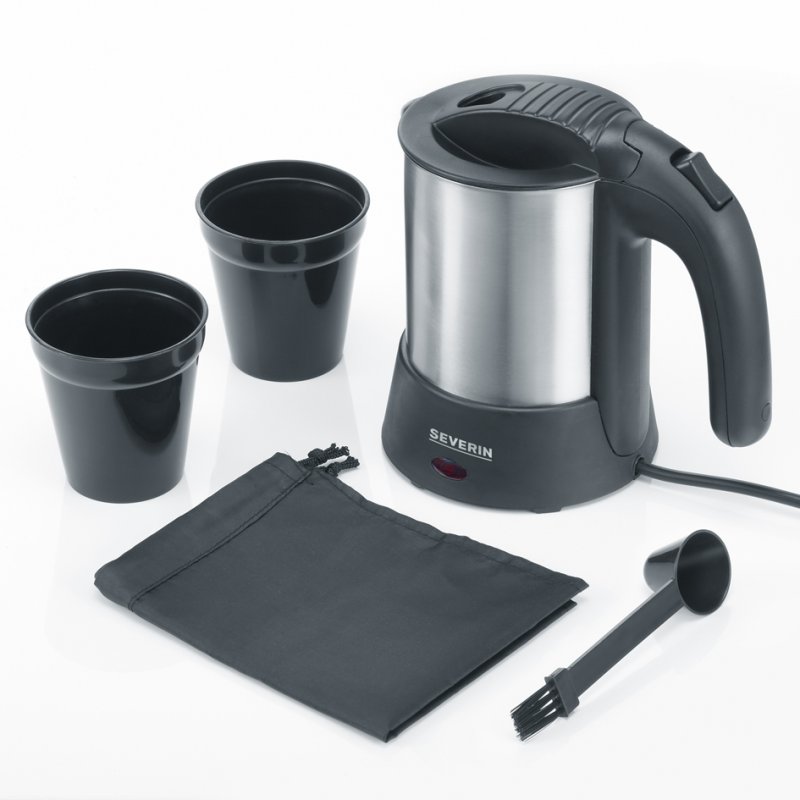 Severin - Electric kettle 0.5 liter 1100 watt - Steel/Black (24477)