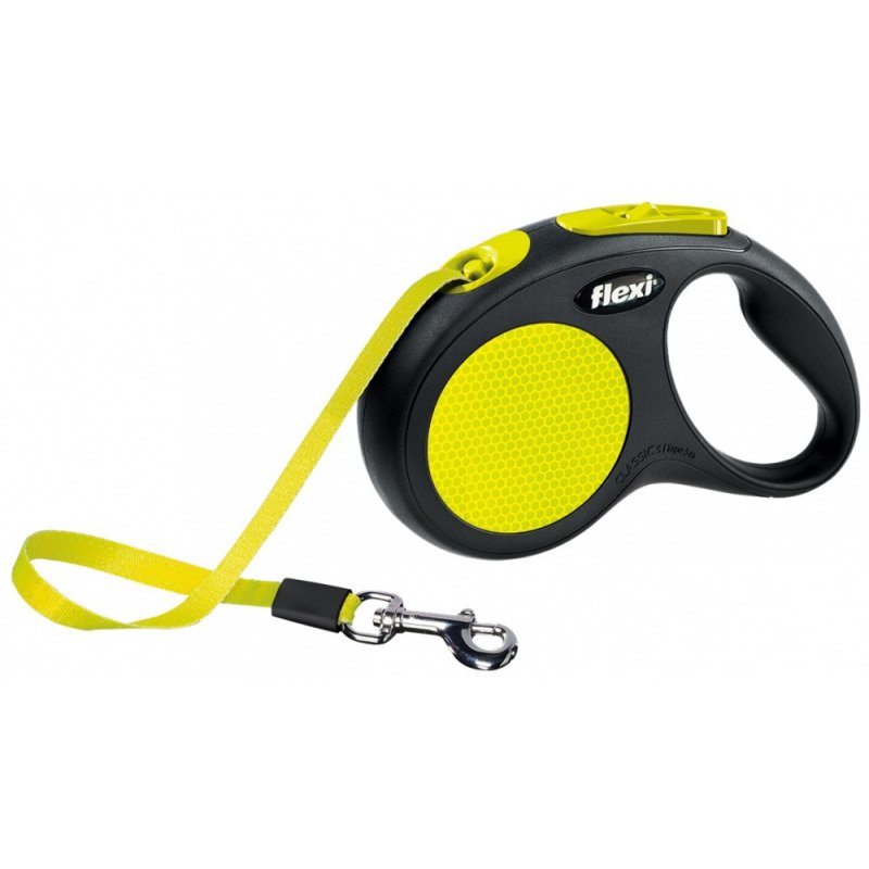 Flexi New NEON 5 m Noir, Jaune Chien Laisse avec enrouleur