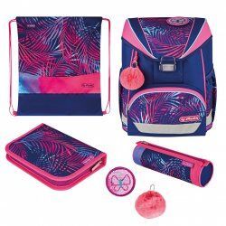 Herlitz UltraLight Plus Tropical Chill school bag set Girl Polyester Navy, Pink