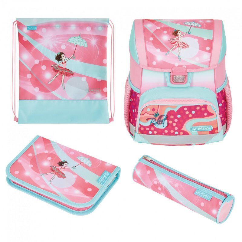 Herlitz Loop Plus Ballet Love Ensemble de cartables Fille Polyester Bleu, Rose