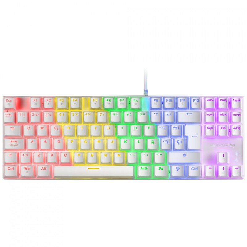 Clavier Gamer mécanique (Blue Switch) Mars Gaming MK80 RGB (Blanc)