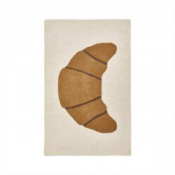 OYOY Croissant Indoor Floor mat Rectangle Cotton, Wool Beige, Brown