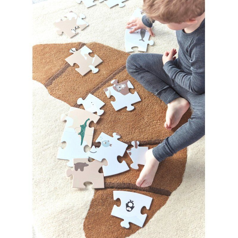 OYOY Croissant Indoor Floor mat Rectangle Cotton, Wool Beige, Brown