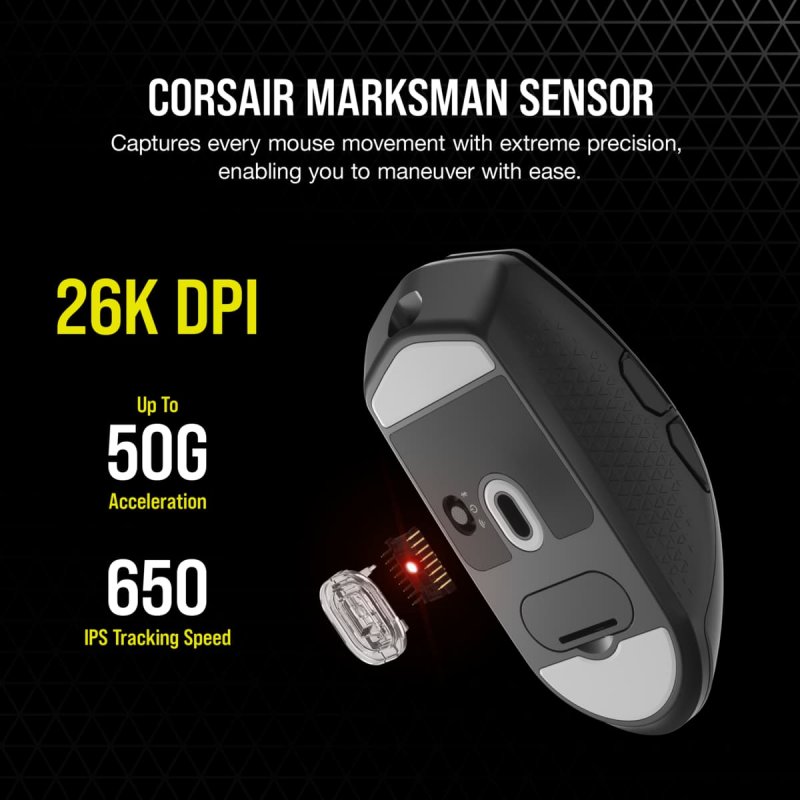 Corsair KATAR ELITE Wireless souris Droitier RF Wireless + Bluetooth + USB Type-A Optique 26000 DPI