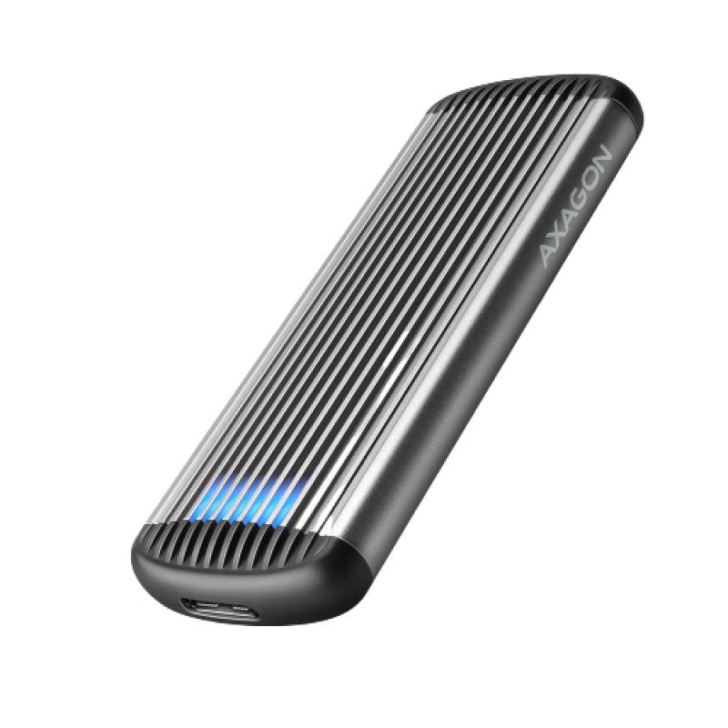 AXAGON EEM2-SA USB micro-B 3.2 Gen 1 - M.2 SATA SSD Gehäuse, Werkzeuglos - gerippt