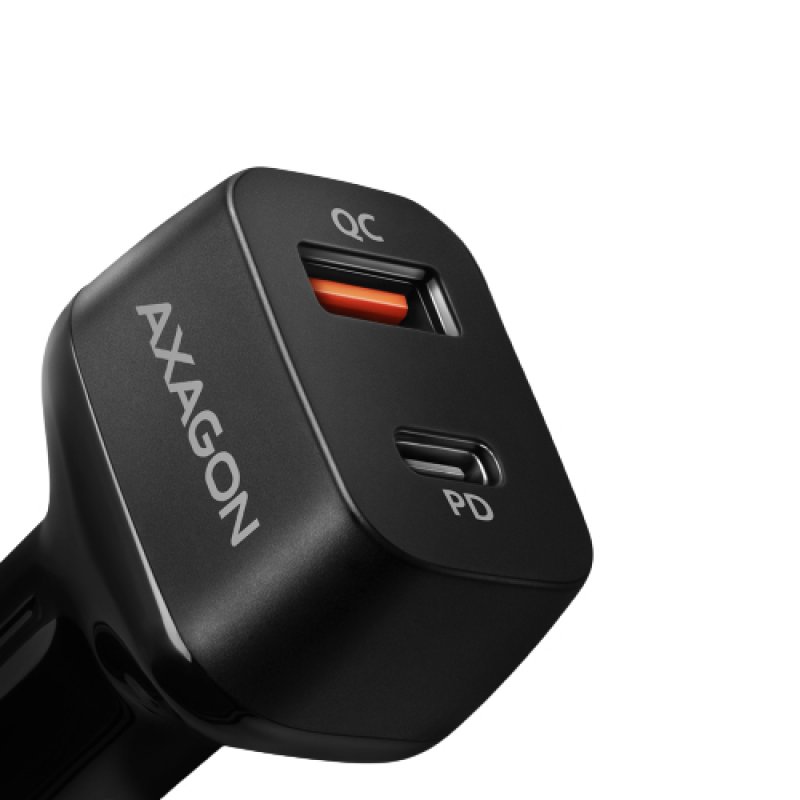 AXAGON PWC-PQ38 Auto-Ladegerät, 1x USB-A QC 3.0 + 1x USB-C PD, 38W, CL-Stecker - schwarz