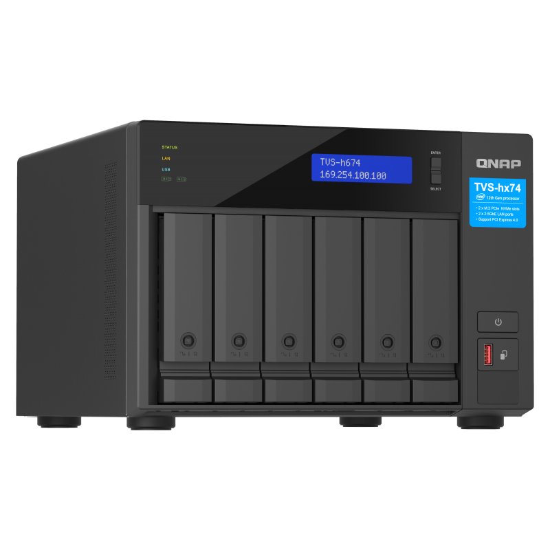 QNAP TVS-h674 NAS Tower Ethernet/LAN Noir i3-12100