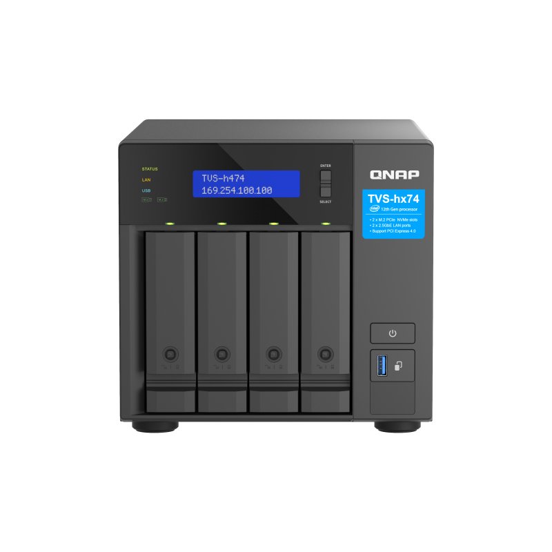 QNAP TVS-H474 NAS Tower Ethernet LAN Black G7400