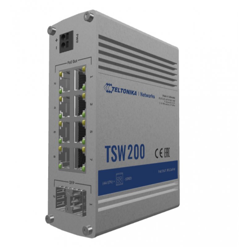 Teltonika TSW200 network switch Unmanaged Gigabit Ethernet (10/100/1000) Power over Ethernet (PoE) Aluminium