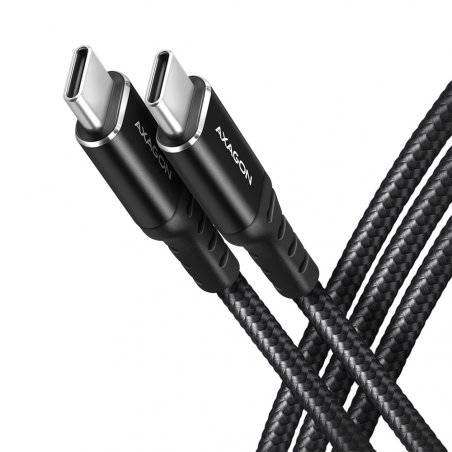 AXAGON BUCM432-CM10AB USB-C zu USB-C Kabel, USB4 Gen 3×2, 1m, PD 100W, 8K HD, ALU, geflochten - schw