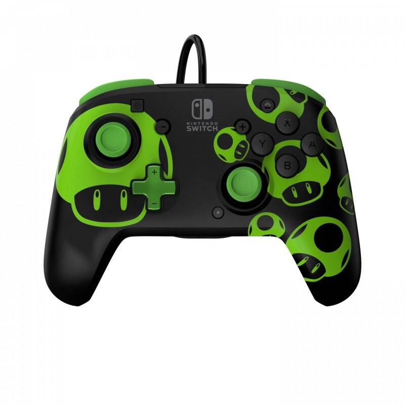 PDP 1-Up Glow in The Dark REMATCH Black, Green USB Gamepad Nintendo Switch, Nintendo Switch OLED