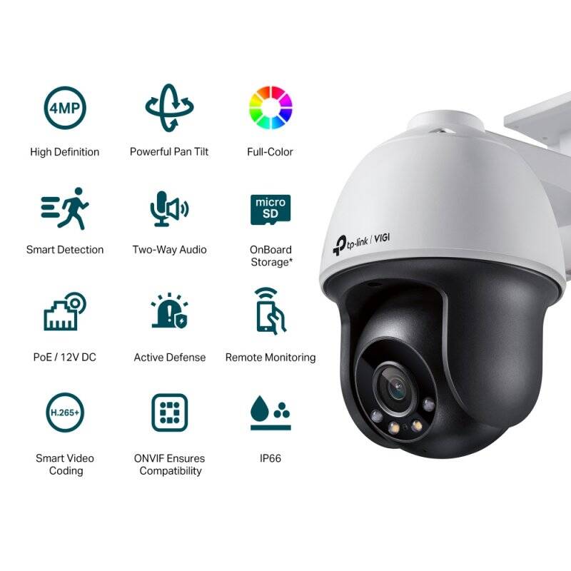 TP-Link VIGI 4MP Outdoor Full-Color Pan Tilt Network Camera