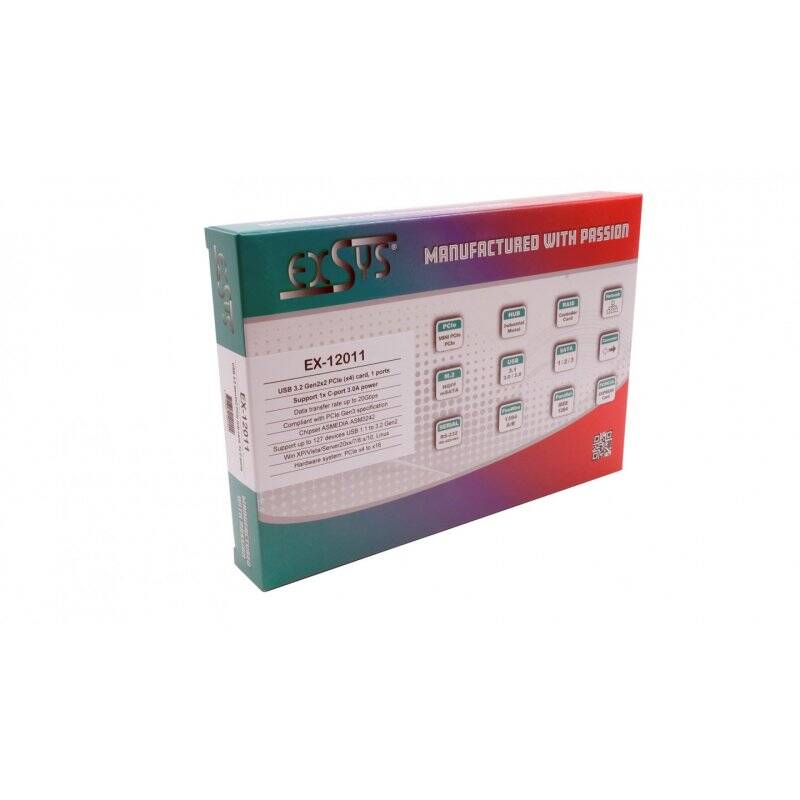 IO Exsys PCIe3.0 x4  1xType-C USB 3.2 Gen2x2  (EX-12011) LP inkl. Low-Profile Slotblech